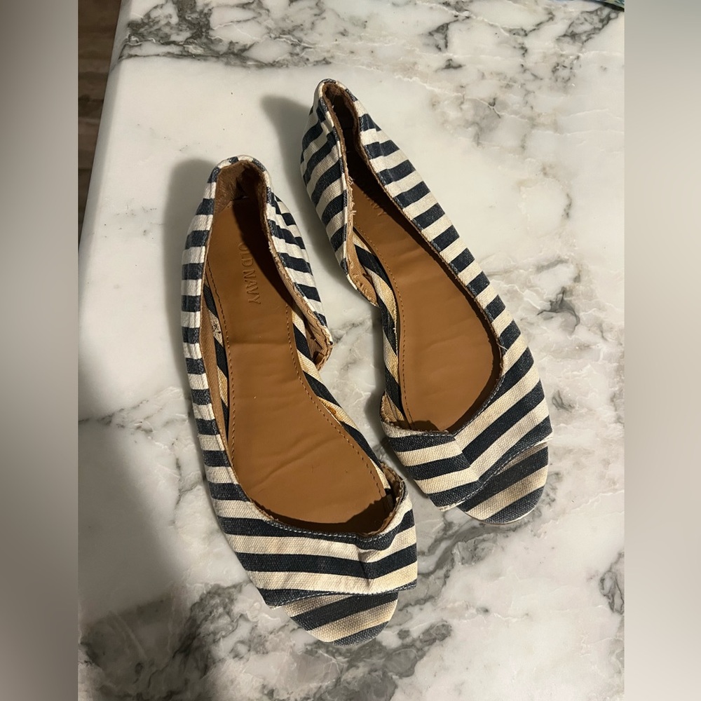 $5 ADD ON Old Navy sandals nautical Canvas Stripe‎ Flats Slides